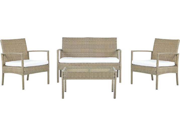 BELIANI Gartenmöbel Set Hellbraun Rattan Stahlgestell inkl. Couchtisch und Sitzkissen Zubehör für Garten / Terrasse Dekorativ Elegant Modernes Design