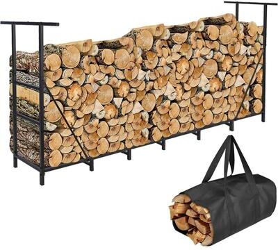 Perfect Picks Market Adjustable Firewood Rack Heavy Duty Outdoor Indoor Wood Holder, Metal Log Storage Adjustable Firewood Rack Heavy Duty Outdoor Indoor Wood Holder, Metal Log Storage