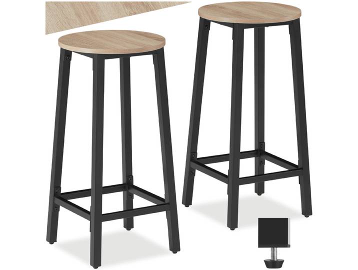 Barhocker Corby - Industrial Holz hell, Eiche Sonoma