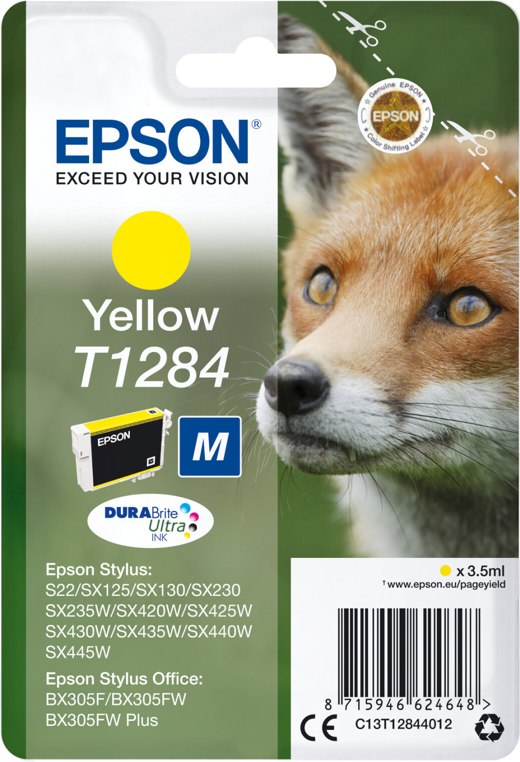 Epson Fox Inktpatroon T1284 DURABrite Ultra Geel, 3,5 ml