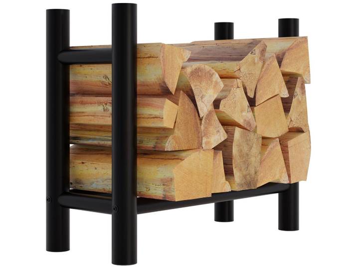 CLP Kaminholzregal 60/30/60 cm Metall schwarz, Schwarz, 60x60x30 cm, Kleinmöbel, Kamine & Zubehör, Kaminholzregale