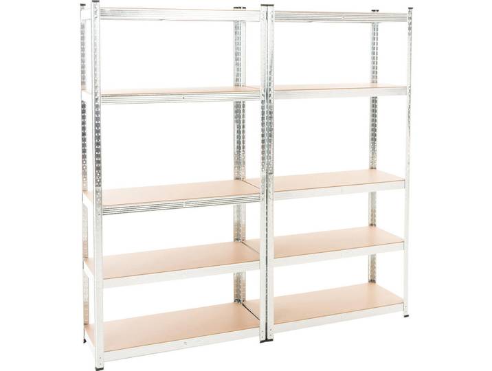 CLP Lagerregal 2er Set Metall silber, Silberfarben, 90x180x40 cm, Freizeit & Co, Heimwerken, Werkstatteinrichtung