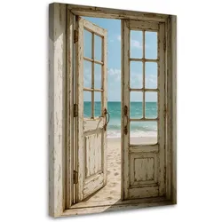 LEINWANDBILD Shabby Chic Blick auf den Strand 60x90cm