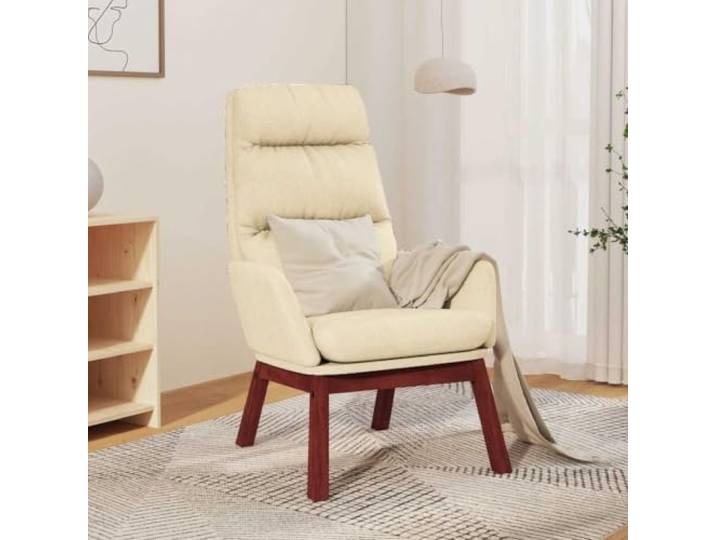 HEFZGDB Relaxsessel Creme Stoff mit Metallrahmen und Gummibaumholz Beinen für optimalen Sitzkomfort und Stabilität im Wohnzimmer