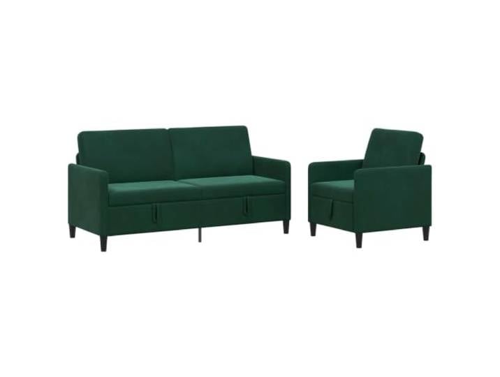 Coespram Sofa Set 2-teilig mit Stauraum Dunkelgrün Polyester Moderne Couchgarnitur für das Wohnzimmer: Inklusive 3-Sitzer und 1-Sitzer Sessel mit praktischem Sitzstauraum.