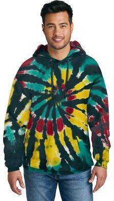 Port & Company PC146 Tie-Dye Pullover Hooded Sweatshirt in Island Spiral size 4XL   Fleece