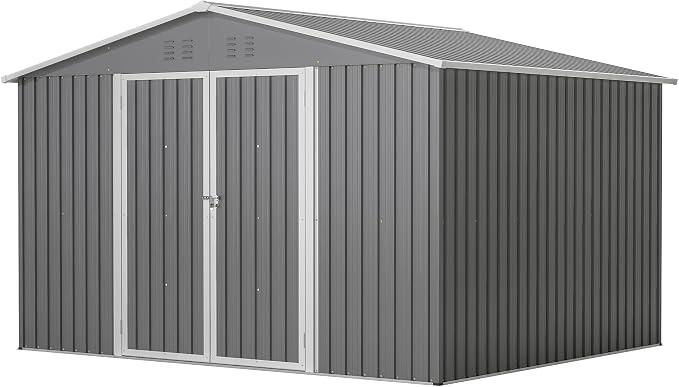 Gartenhaus aus Metall, XXL, 300 x 252 x 191 cm, Dach mit 2 Steigungen | Gartenschuppen, groß, für Werkzeuge, Fahrräder und Ausrüstung - geräumige Outdoor-Aufbewahrung, sicher und robust