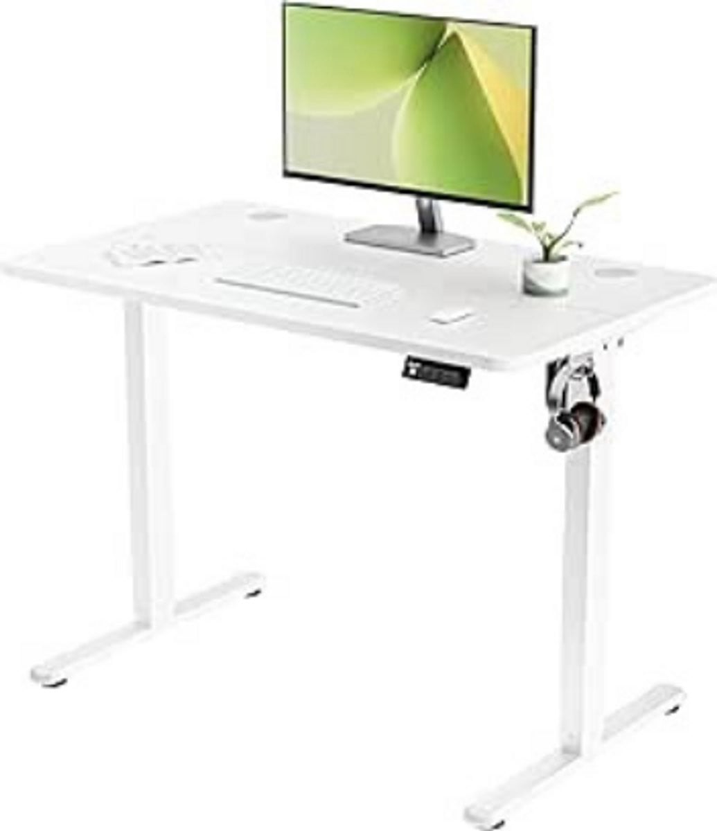 ERGOMAKER Elektrisch verstelbaar zit-sta bureau, Wit, B: 100 cm, D: 60 cm