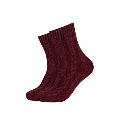 Socken CAMANO "warm & cozy", Damen, Gr. 35-38, rot (windsor wine), Materialmix, Socken Socken, mit Zopfmuster