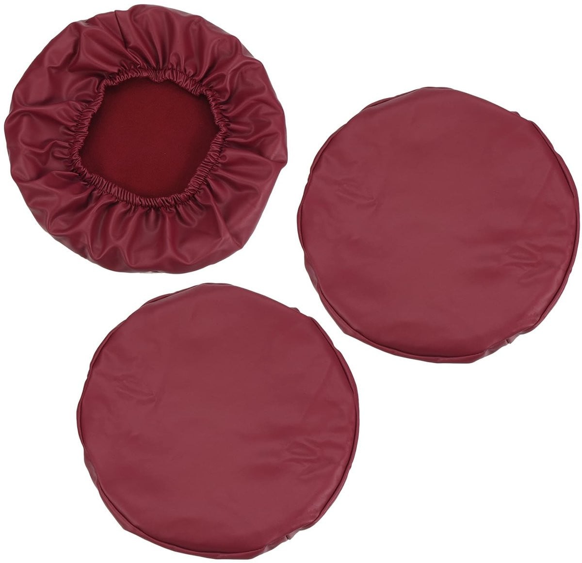 Omgoods Set van 3 Waterdichte en Elastische Ronde Stofhoezen voor Barstoelen - Wijnrood