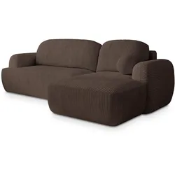 ECKSOFA MODENZA P R-S Braun Kordstoff mit Schlaffunktion