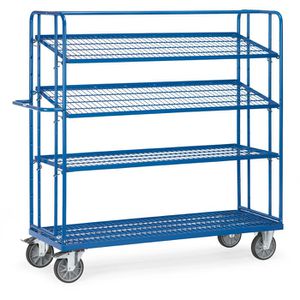 Fetra Etagenwagen 4496, mit verstellbaren Böden, 4 Etagen, 1650 x 610 mm, Tragkraft 500kg
