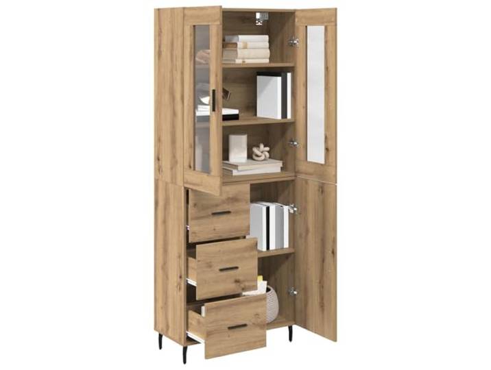 KTHLBRH Sideboard 2 Stück Eiche Handwerk 69,5 x 34 x 180 cm Sperrholz, 3 Schubladen, 5 Einlegeböden, 3 Türen, Eisenbeine, geführte Montage