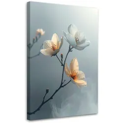 BILD auf Leinwand, Zweig Blumen Botanik grau