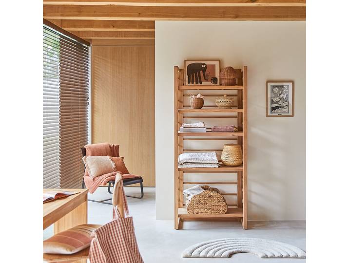 Kinder-Bücherregal Sera aus Teakholz 80x180 - Natur
