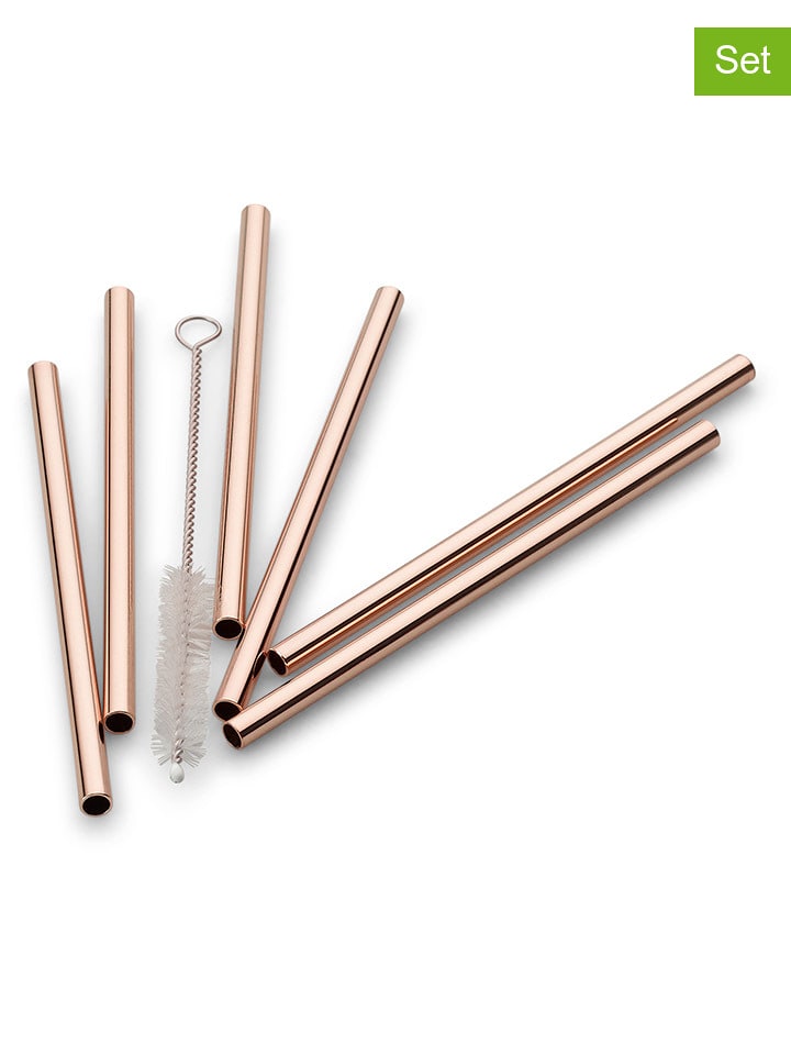 Echtwerk 6er-Set: Trinkhalme in Kupfer - (H)12 cm - onesize
