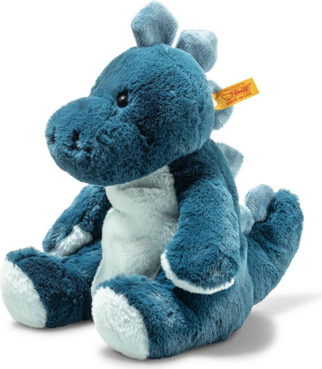 Steiff Stegosaurus knuffel, petrol/ijsblauw, zittend, 28 cm