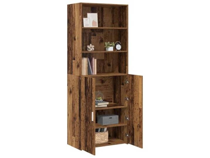 GFMGUEMV Highboard Altholz 70x42,5x185 cm Holzwerkstoff mit Türen Holzwerkstoff, 90°-Pendeltüren, umkehrbare Montage, Brett-Regale, pflegeleichte Oberfläche