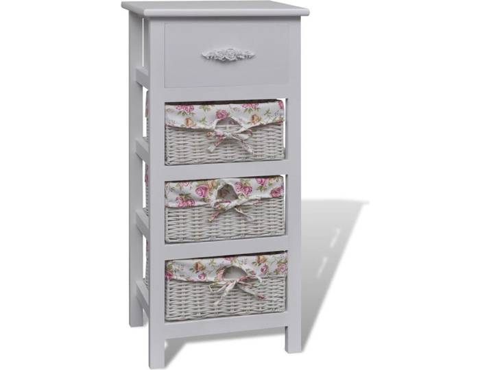 vidaXL Commode en osier avec 1 tiroir et 3 paniers Bois de paulownia blanc