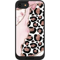 Nivocase Handyhülle für Apple iPhone 8 Hülle NIVOpure Case Schwarz Glitzer Look Leopard Marmor (Apple iPhone 8), Smartphone Hülle, Schwarz