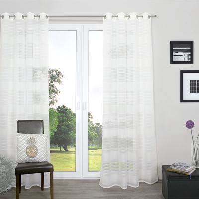 Gardine DECOLIFE "Estelle" Gr. 1, weiß, B:135cm H:245cm, Wirkware, Polyester, Gardinen, Gardine, Ösenschal mit Blockstreifen weiß