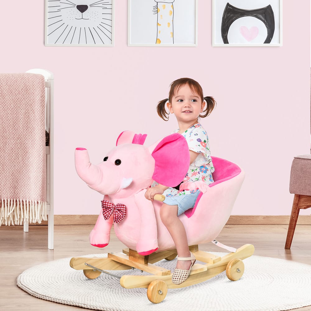 Homcom Caballito balancín infantil 60x35x45 cm rosa