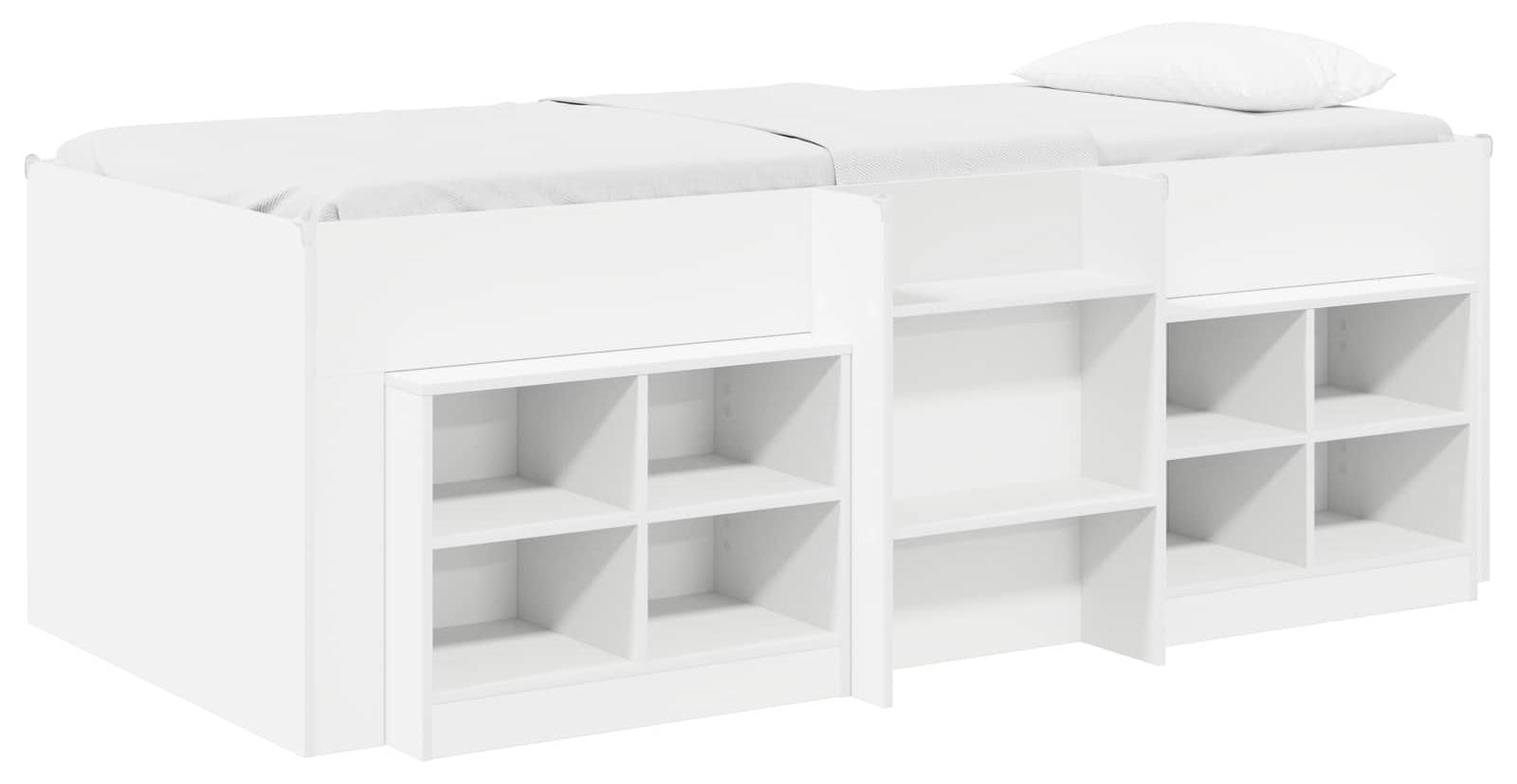 Loft Bettgestell mit Schrank 3 Stk. Weiß Holzwerkstoff