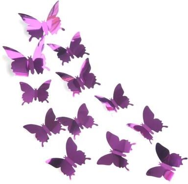 Uplift Picks 12Pcs 3D Butterfly Mirror Wall Stickers Removable DIY Decorative Decals purple