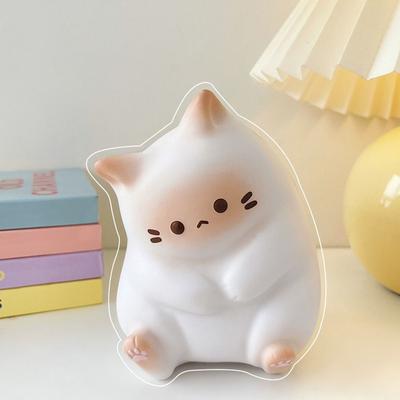 Perfect Picks Market Kawaii Cat Squeeze Plush Toy For Stress Relief And Anxiety white