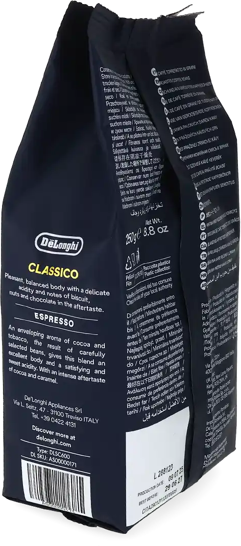 250g Classico Espresso Delonghi Grains de café - Espresso - Moyen - Meilleur café - Pas cher