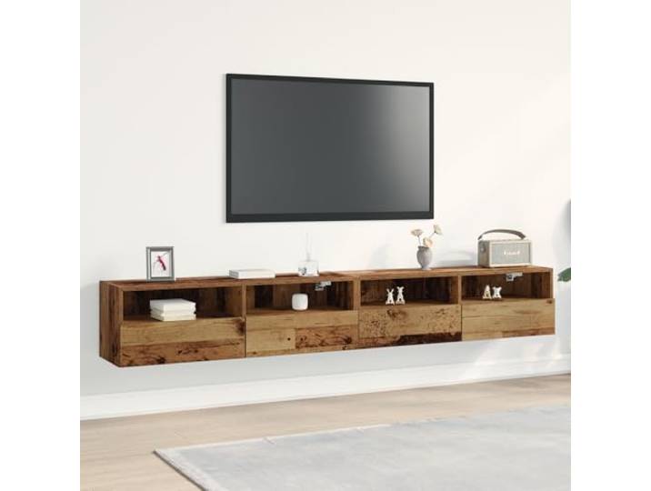 HEFZGDB TV-Wandschränke 2 STK. Altholz 100x30x30 cm Holzwerkstoff Moderner TV-Ständer mit Sieben Fächern Stauraum Matte Oberfläche Wohnzimmer Schlafzimmer Multifunktional Robust