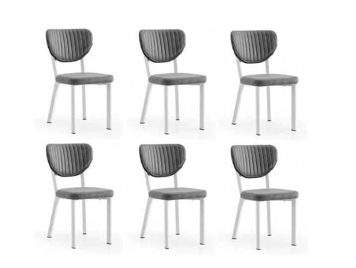 JVmoebel Esszimmerstuhl Stuhl-Set 6x Stuhl Grau Bequem Modern Stilvoll Weich Klassisch, Made in Europa