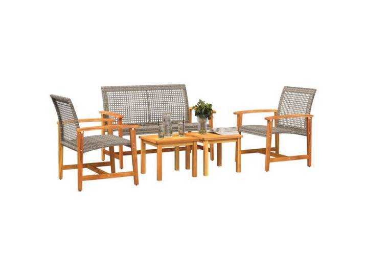 Salon de jardin 5 pcs - moderne - Mobilier de jardin - gris résine tressée et bois d'acacia CC2231