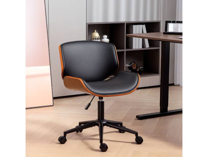 HOMCOM Chaise Bureau Ergonomique Pivotante Hauteur Réglable Noir