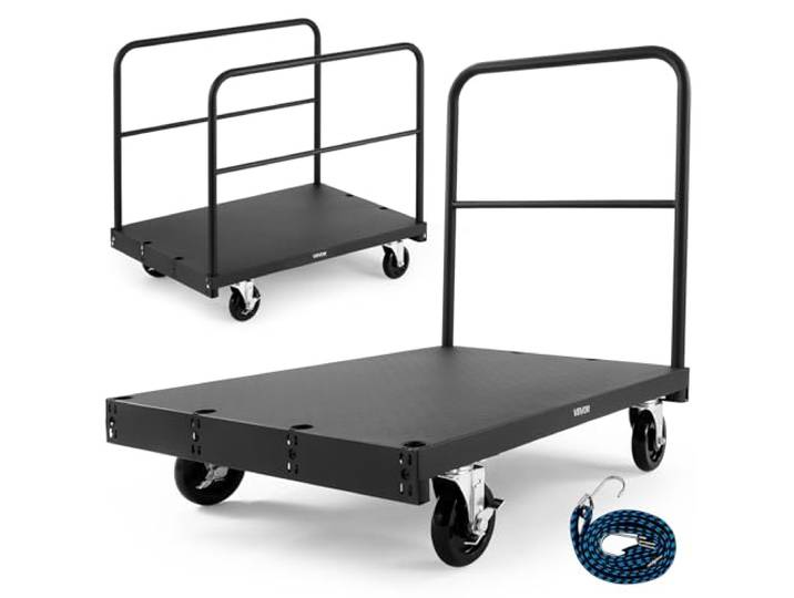 VEVOR Chariot Porte-plaques de Plâtre\, Charge 816\,5 kg\, Chariot Porte-Panneaux de Cloisons Sèches Plateforme 914 x 610 mm avec roulettes Pivotantes\, Rampes Latérales\, pour Transport\, Usine\, Entrepôt