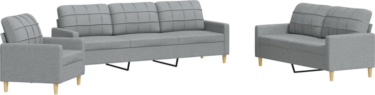 vidaXL 3-delige loungeset in lichtgrijze stof