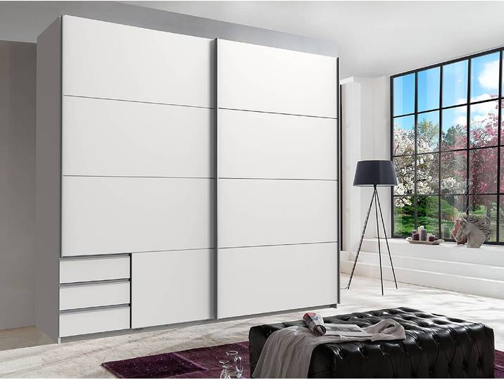 Schwebetürenschrank Seattle 225cm Weiß/Weiß