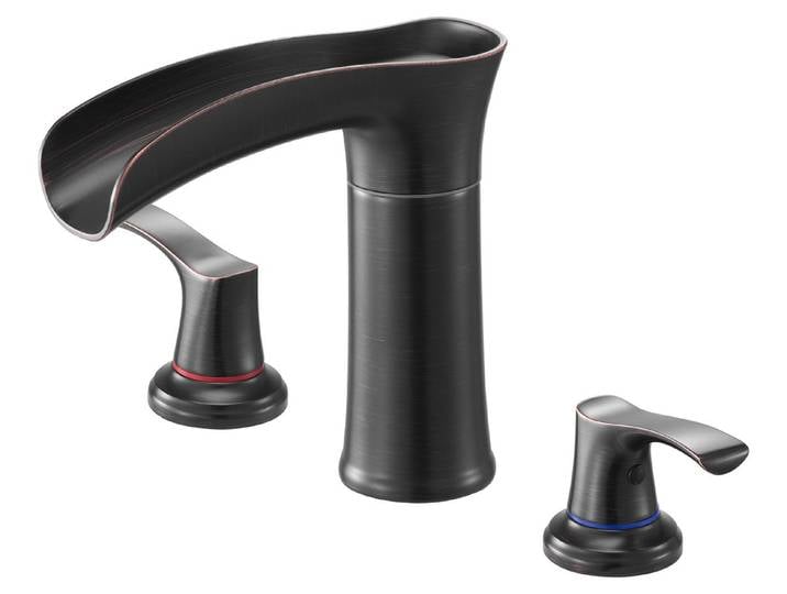 Robinet de baignoire VEVOR\, style classique\, 3 trous\, 2 poignées\, finition bronze huilé\, construction robuste