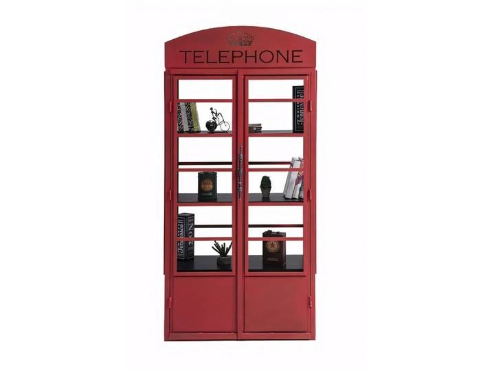 JVmoebel Standregal Regal im Telefonzellen-Stil aus Holz in Rot für Bücher und Dekoration, 1-tlg., Made in Europe