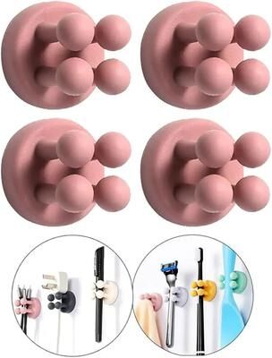 Inspired Finds Self Adhesive Toothbrush Holder pink 4pcs