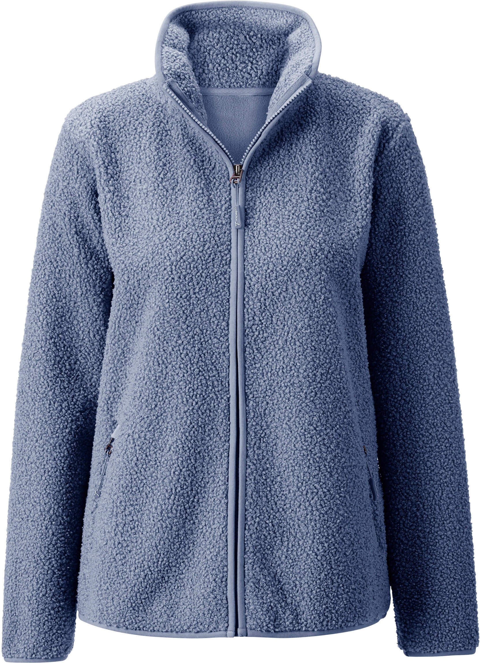 Fleecejacke WITT "Fleece-Jacke Fleecejacke mit Reißverschluss-Taschen", Damen, Gr. 38, blau (taubenblau), Fleece, , Sportlich, Jacken Fleecejacke