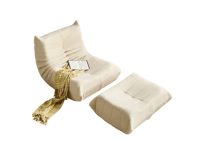 OKWISH Sofa Wohnzimmer Sofa, Loungesof, Teddyfleece+Schaumstoff mit hoher Dichte 2 Teile, Produkt als komprimierte Verpackung