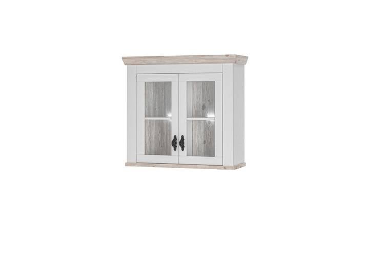 Mid.you Küchenoberschrank Florenz, Weiß, Pinien, Glas, 2 Fächer, 92x85x34 cm, hängend, Küchen, Küchenmöbel, Küchenschränke, Küchenoberschränke