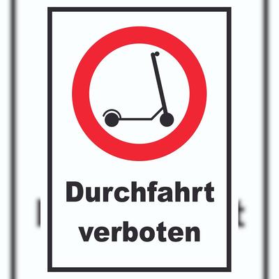 HB-Druck E- Scooter Durchfahrt verboten Schild Elektro -Tretroller Roller A4 (210x297mm)