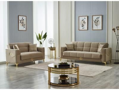 Furnia Cacador 2-Pieces Comfortable Sleeper Modern One Sofa One Loveseat Living Room Set