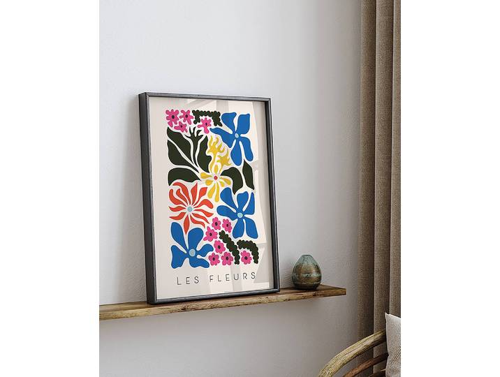 Tableau déco Les Fleurs Cadre : hêtre massif verni Fixation : plexiglas Multicolore 32 x 42cm
