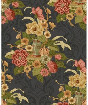 Seabrook Designs Koi Dynasty Floral Unpasted Wallpaper