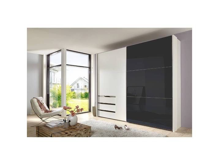 Schwebetürenschrank Level 36 C 250 x 216cm 3 Weiß/Weiß/Hochglanz Schwarz