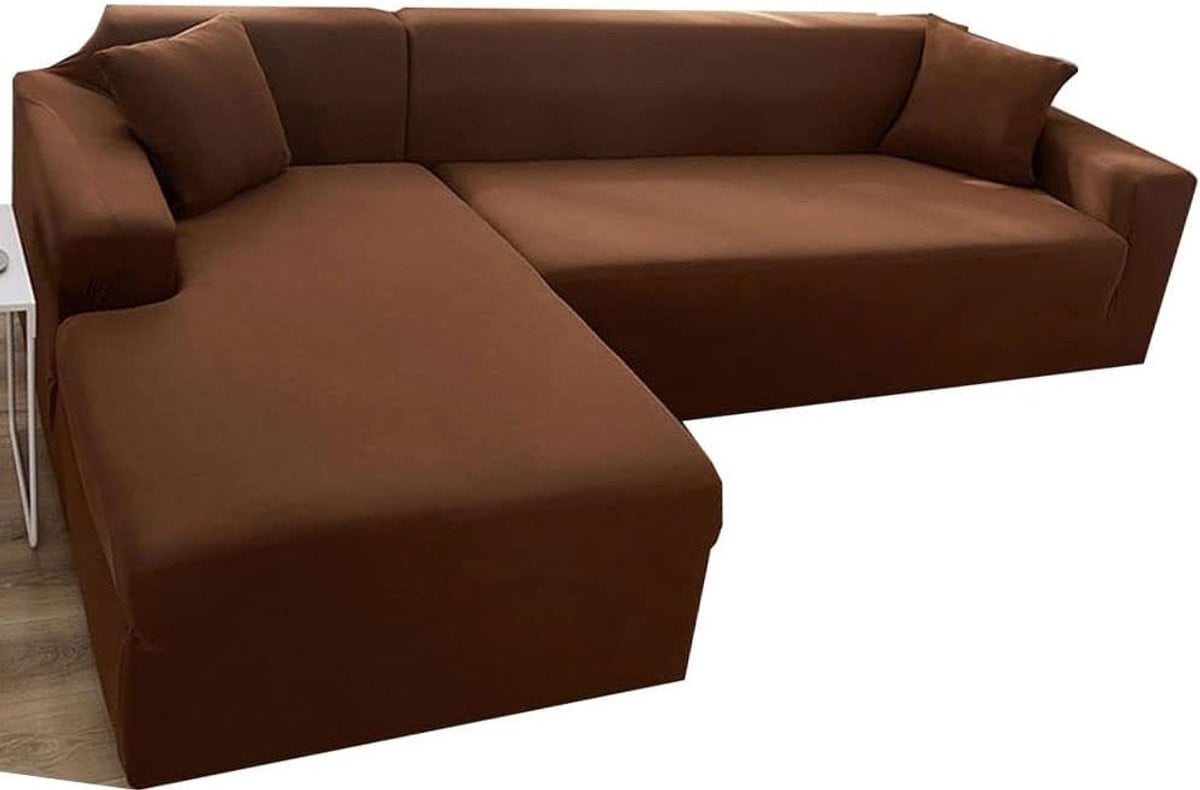 Elastische bankovertrek voor L-vormige hoekbank in beige grijs