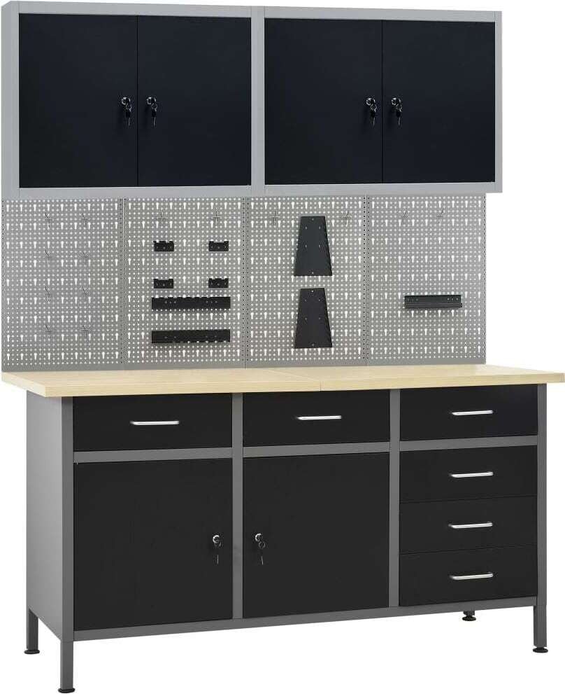 De Living Store werkbank met 4 gereedschapswanden en 2 wandkasten
